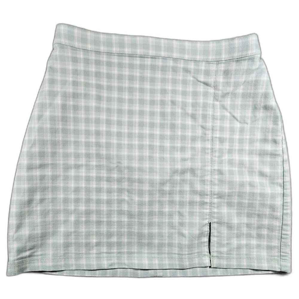 Hollister Womens Ultra High-Rise Plaid Skirt in Mint Green and White Size Small
